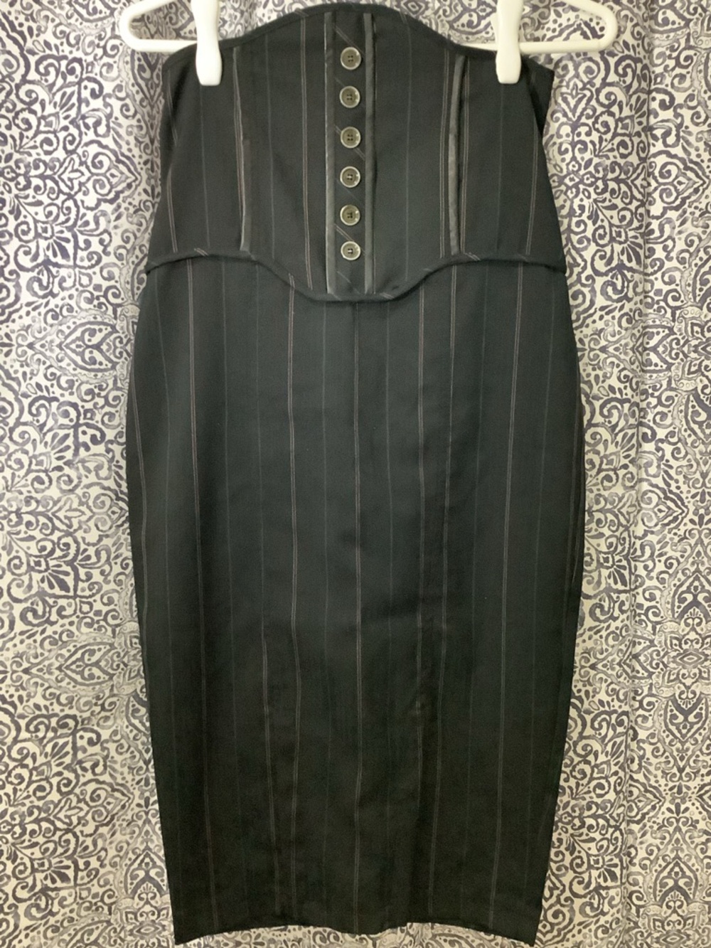 Vintage Lip Service Black Pinstripe Hobble Skirt